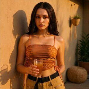 Sunset Nomad Mesh Tank – Poster Girl Glow “New Money” Edition L